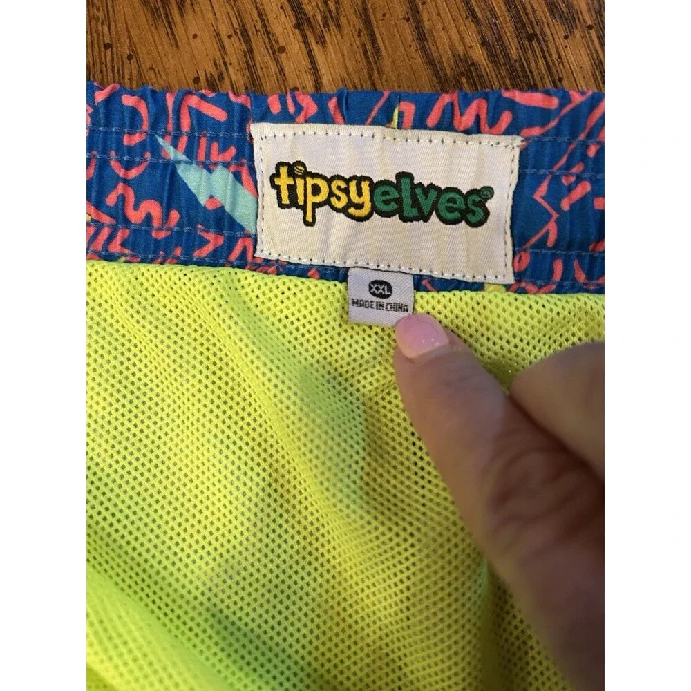 Tipsy Elves Men’s Sz XXL Swim Trunks Lightening Bolts Multicolored Beach Vacay